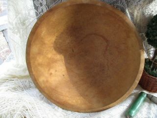 Vintage - Primitive - Handturned 13 " Wooden Dough Bowl - Pre - Owned