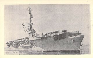 Us Navy Ship,  Aircraft Carrier,  Uss Bairoko,  Cve - 115,  Old Postcard