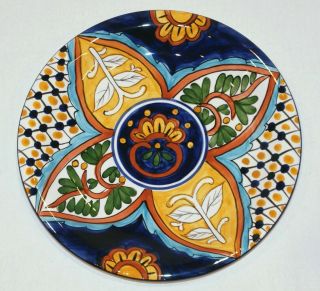 Cbk Ltd. ,  Llc 1998 Vintage Glazed Ceramic Blue Yellow Pattern Plate 10 3/4”