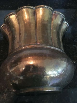 Large Hammered Brass - Copper Wall Hanging Planter Signed & Numbered,  MB161 2