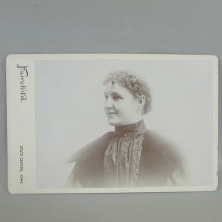 Vtg Antique Studio Photo Woman Lady Cabinet Card State Center Iowa Ia W/ Name