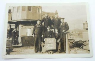 Antique Real Photo Of Crew Members From The H.  M.  C.  S.  Rainbow C.  1910 - 1917