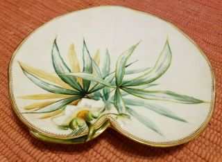 Antique George Jones & Sons Ceramic Water Lily Pad Lilypad Dish Embossed