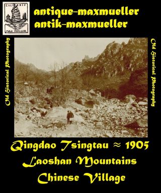 China Qingdao Tsingtau Trip To Laoshan Chinese Village - 4x Orig Photos ≈ 1904