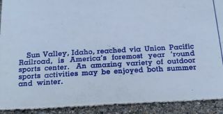 Vintage Postcard Union Pacific Railroad Ski Lifts at Sun Valley,  Idaho ID 3