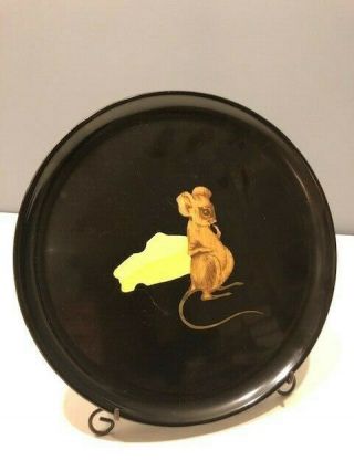 Vintage Couroc Round Serving Tray Inlaid Mouse With Cheese Monterey California