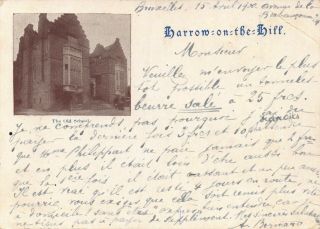 Middlesex Harrow - On - The - Hill The Old School 1900 Court Size Printed Card
