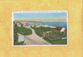 Ct Old Lyme 1938 Antique Postcard Homes At Hawks Nest Beach Fr Water Tower Conn