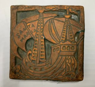 Henry Mercer Moravian Ceramic Tile,  Rare,  Doylestown Pa