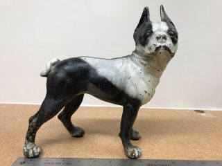 Hubley Black/white Cast Iron Boxer Dog Doorstop Boston Terrier