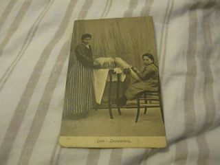 2 old colour postcards lace workers gozo malta 2