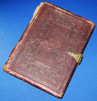 Small Antique Leather Photo Album With 12 Tintype Photos All Full