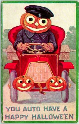 Vintage Halloween Postcard Jack O 