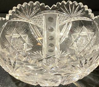 Large Antique Crystal Abp American Brilliant Cut Glass Bowl 8 "