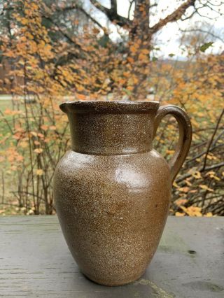 Antique Primitive Salt Glazed Stoneware Pottery Pitcher Manner Of Steve Harrison