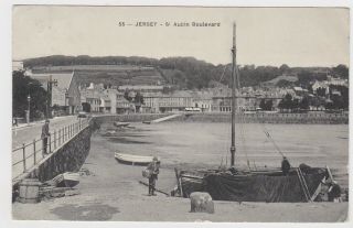 Great Old Card St Aubin Boulevard Jersey 1910 Boats Channel Islands