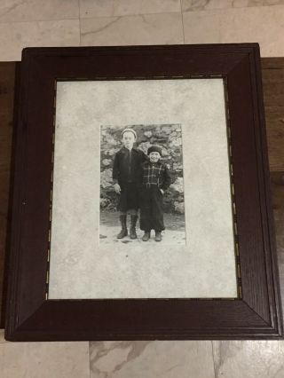 Framed Vintage Black And White Photo Photograph Of Two Boys
