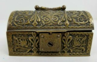 Antique Erhard & Sohne German Ornate Cast Brass Box Trinket Treasure Box Vintage