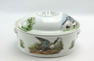 Vintage Lourioux Audubon Bird Porcelain Lidded Soup Tureen Casserole Dish France