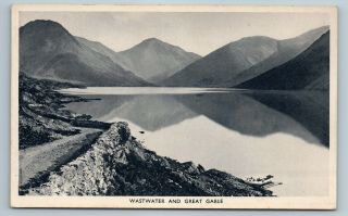 Wastwater Lake And Great Gable Mountain Wasdale Lake District Old Postcard