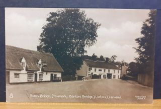 Old Village Bridge And Street Scene Postcard - Linton Cambridgeshire England Uk
