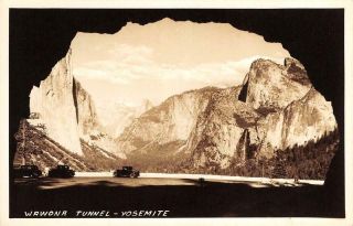 Rppc Wawona Tunnel Yosemite,  California Old Cars Ca 1940s Vintage Postcard