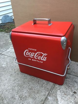 Vintage Coca Cola Ice Chest Cooler 12x19x19 Inch Tall Is Been Painted