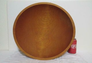 Vintage Hard Wood Bowl Primitive Mixing Dough Large 16 7/16 " Hand Turned Antique