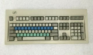 Vintage Ibm Model M Keyboard 1391401 L1 - Cb 1992 Blue & Green Colored Keys