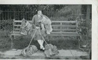 Vintage Postcard: Lady With Baby Lions 1 Year Old 1925 Wombwell? Cardigan?