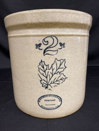 Vintage Western Stoneware 2 Gallon Crock Monmouth Ill -