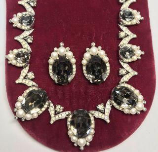 Vintage TRIFARI Philippe Jewels Of India Moghul Black Diamonds & Pearls Set 2