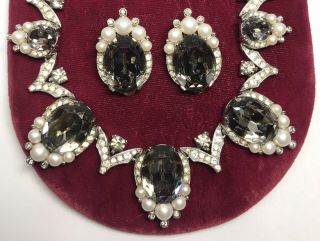 Vintage TRIFARI Philippe Jewels Of India Moghul Black Diamonds & Pearls Set 4