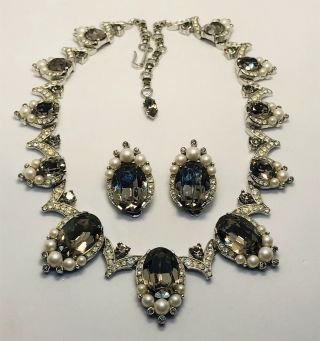 Vintage TRIFARI Philippe Jewels Of India Moghul Black Diamonds & Pearls Set 5