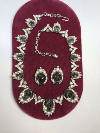 Vintage TRIFARI Philippe Jewels Of India Moghul Black Diamonds & Pearls Set 6