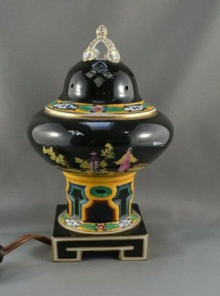 Old CARL THIEME DRESDEN - ART DECO - HAND PAINTED PORCELAIN BOUDOIR PERFUME LAMP 3