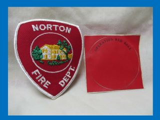 Vintage Norton Ma,  Mass,  Massachusetts,  Fire Dept Patch & Decal Operation Red Ball