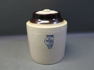 Vintage Sp & S Co.  Stoneware Crock W/ Lid - 7 " X 6 "
