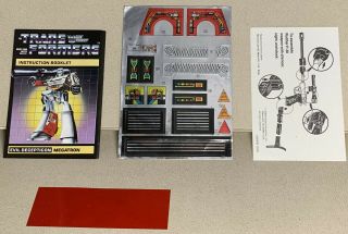 Vintage Transformers G1 Megatron Instruction Booklet & Sticker Sheet