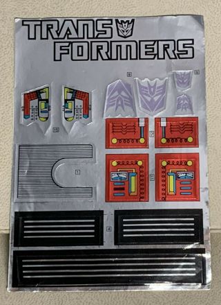 Vintage Transformers G1 MEGATRON Instruction Booklet & Sticker Sheet 2