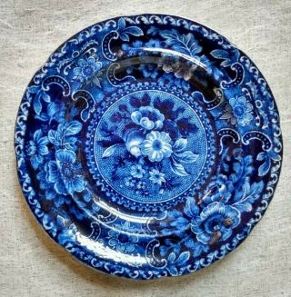 Dark Blue Staffordshire,  Stubbs & Kent Fruit & Flowers,  Small Plate,  1828