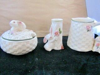 Vintage Avon Bunny Bud Vase Creamer And Sugar Bowl Set
