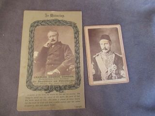 Antique Cabinet Photo & Memoriam Memory Card General Charles Gordon Ch1116