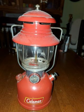 Vintage Coleman Model 200a Single Mantle Camping Red Gas Lantern Dated 12 1959