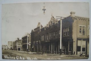 Miles City Mt Street Scene Old Ca.  1910 Rppc Postcard; Street Light