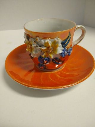 Antique Hand Painted German Tea Cup And Saucer Set Vintage Made In Germany