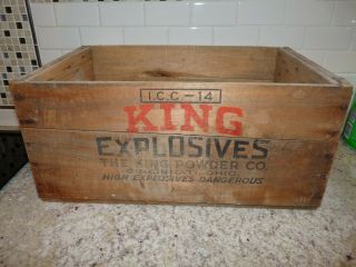 Vintage Wood Crate King Powder Co.  Cincinnati Ohio 50 Lb.  Explosives Box Gelatin