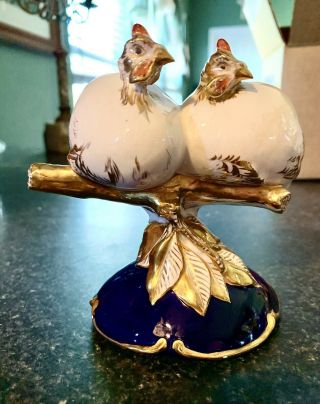 Rare Antique Italian Guido Cacciapuoti Ceramic Porcelain Birds Figurine