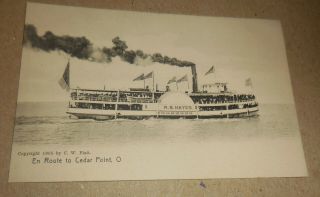 Vintage En Route To Cedar Point Sandusky Ohio R B Hayes Boat Postcard