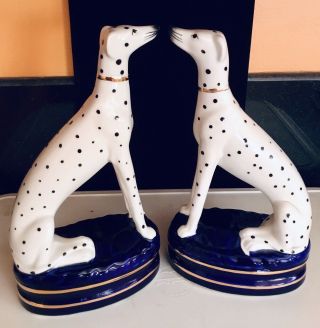 Fitz And Floyd Vintage Staffordshire Style Dalmatian Dog Bookend - A Pair